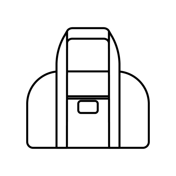 黑色和白色的旅行袋隔离在白色的背景。矢量图图片下载