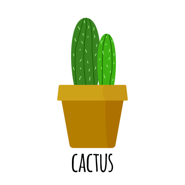 可爱的小仙人掌图标在白色。矢量图图片下载