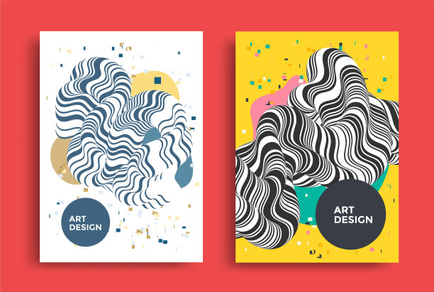 抽象扭曲流体形状海报设计图片下载