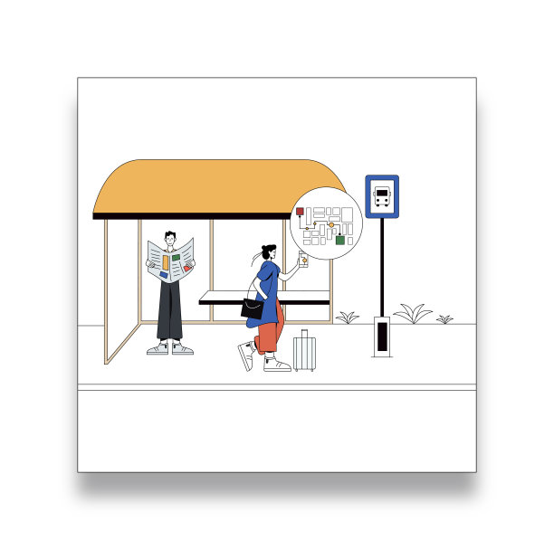 现代平面设计理念的公交车跟踪通过app。图片下载