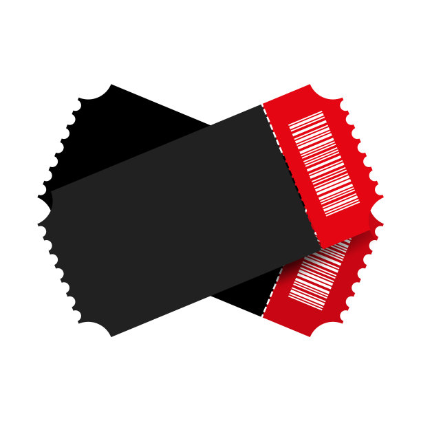 两张红色和黑色的空电影票图片下载