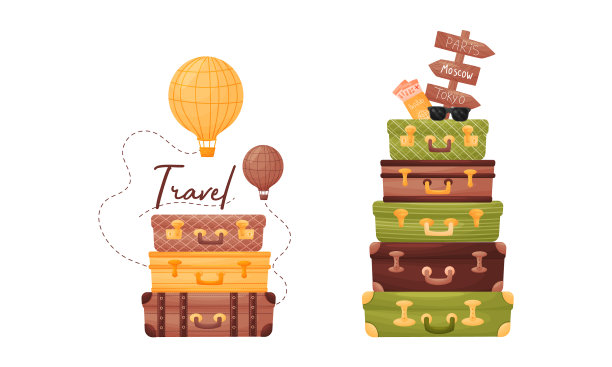 把旅行箱和行李箱装满假期图片下载