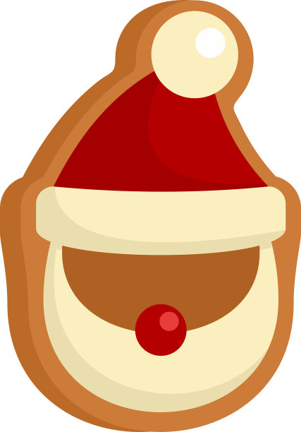 姜饼圣诞老人的图标扁平孤立图片下载