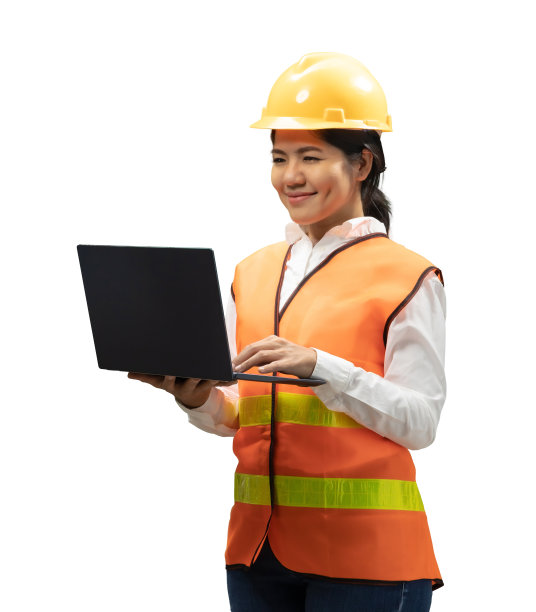 亚洲女工程师或技术员拿着笔记本图片下载