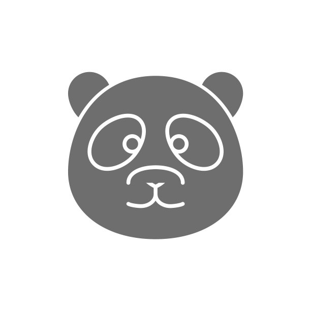熊猫是中国传统动物灰色的图标图片下载