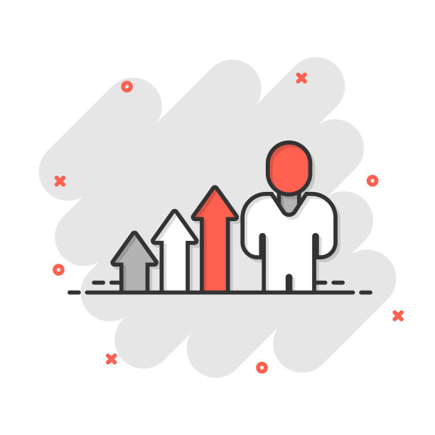 人们与成长箭头图标漫画风格的工作图片下载