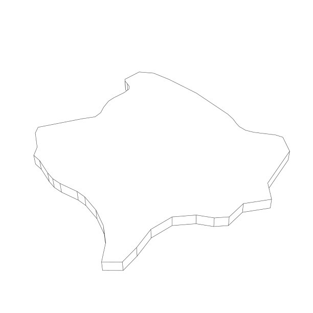 科索沃三维黑色细轮廓剪影地图图片下载