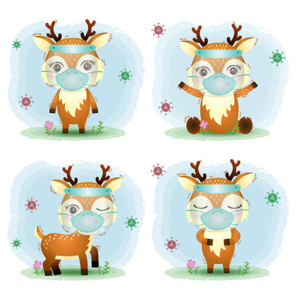 可爱的小鹿用面罩和面具收藏图片下载