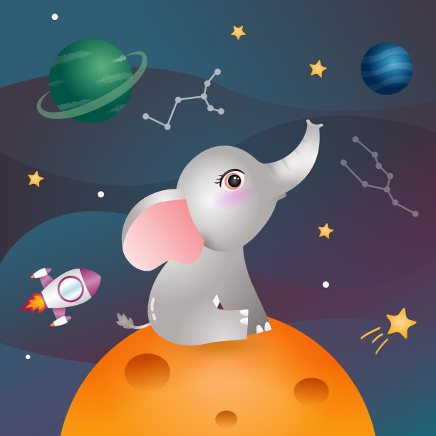 太空星系里的一只可爱的大象图片下载