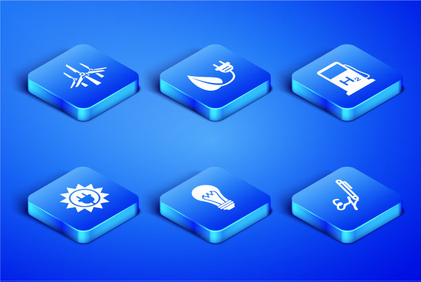 设置签名风力涡轮机，灯泡，太阳能图片下载