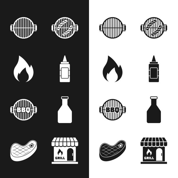 设置芥末瓶火火焰烧烤烧烤架图片下载