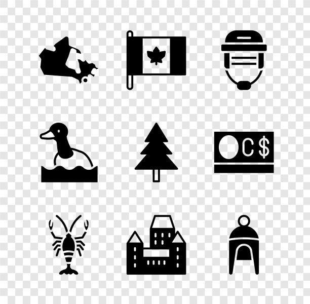 设置加拿大地图旗帜曲棍球头盔龙虾图片下载