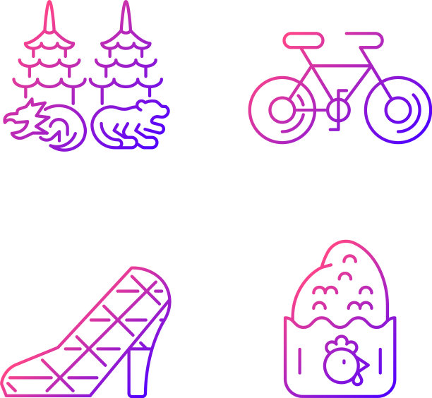 亚洲梯度线性图标设置图片下载