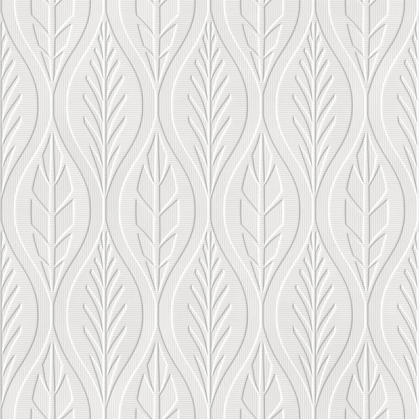 浮雕图案在纸背景，无缝纹理，叶子图案，纸压，3d插图图片下载