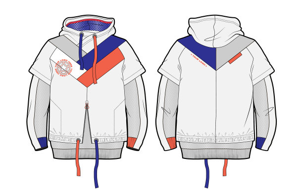 连帽运动夹克与对比细节图片下载