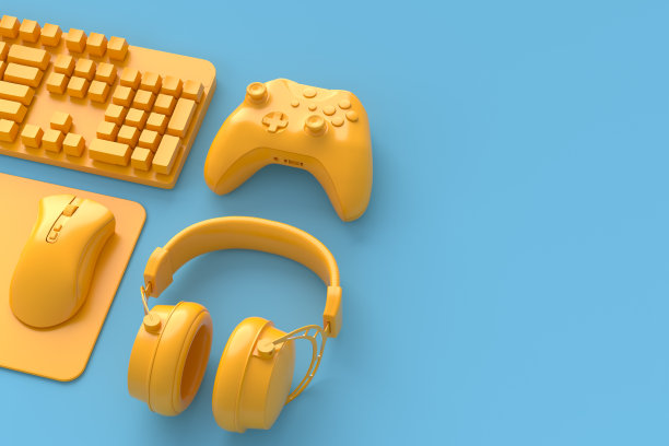 飞行游戏的齿轮，如鼠标，键盘，操纵杆，耳机，VR，麦克风图片下载