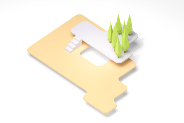 摘要森林花园平台孤立在白色背景上。三维渲染图片下载