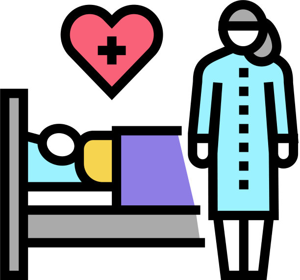 帮助和照顾病人的彩色图标图片下载