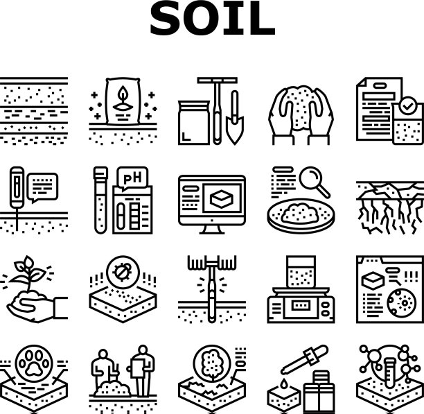 土壤测试自然收集图标设置图片下载