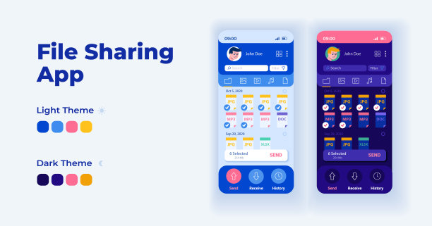 文件传输应用卡通智能手机界面矢量模板集图片下载