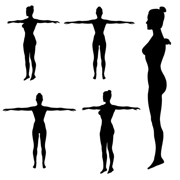 一个女孩站在一个姿势剪影图片下载