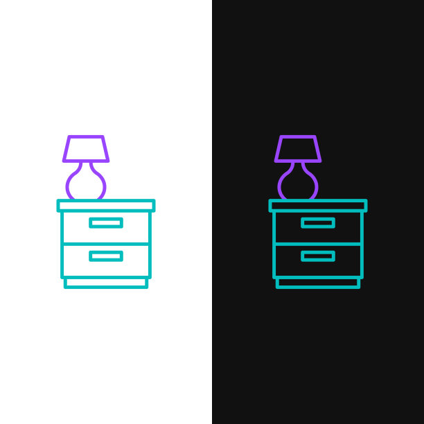 线家具床头柜与灯图标隔离图片下载