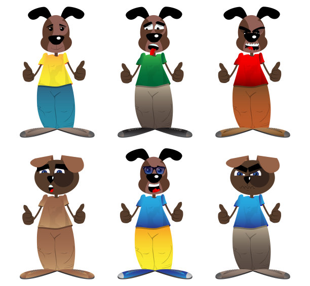 狗用两只手竖起大拇指。图片下载