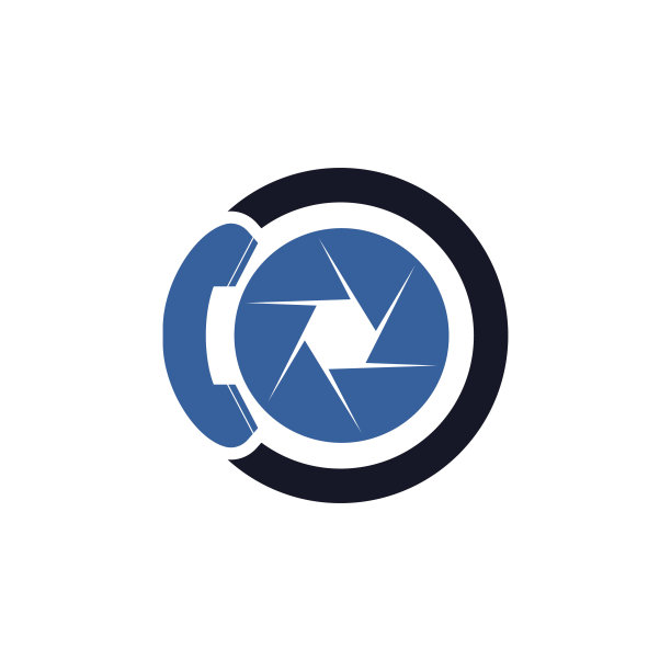 照片呼叫矢量标志设计。手机和相机图标设计。图片下载