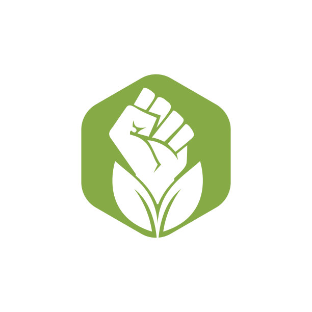 力量自然矢量logo设计。手和生态符号或图标。图片下载