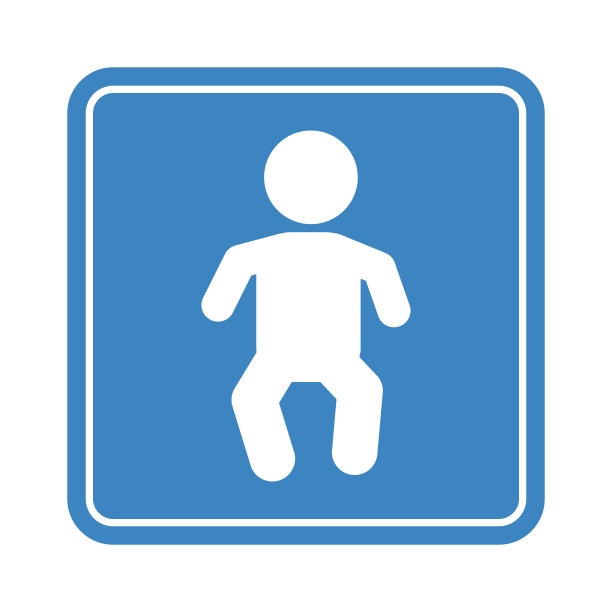 小宝贝简单的标志详细的蓝色小孩图标图片下载