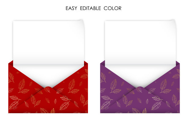 现实开放的金红色信封与空白页图片下载