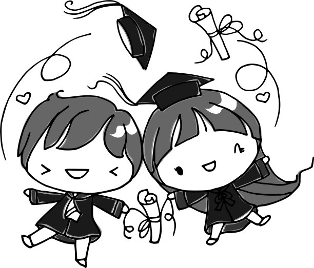 矢量卡通男孩女孩毕业图片下载