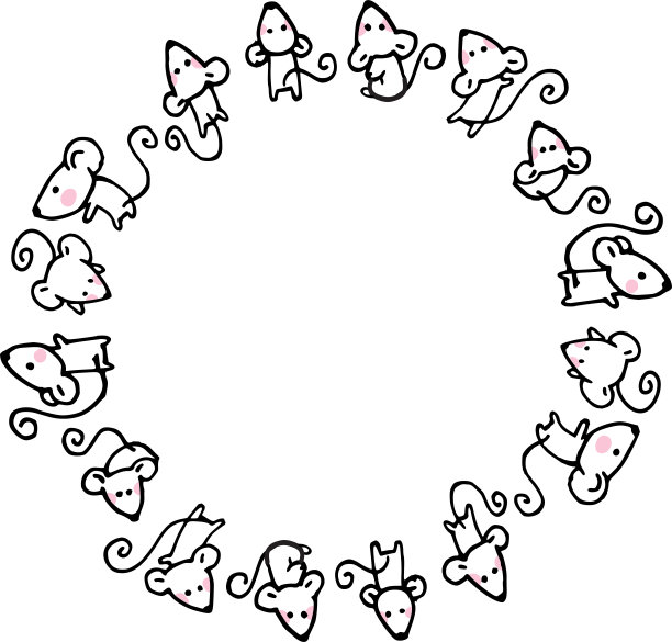 矢量卡通可爱鼠标背景边框框卡图片下载