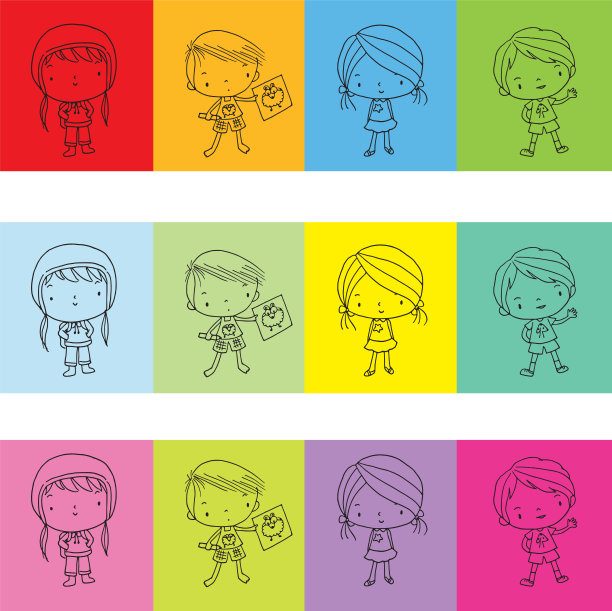 矢量卡通儿童儿童设置边框背景框卡图片下载