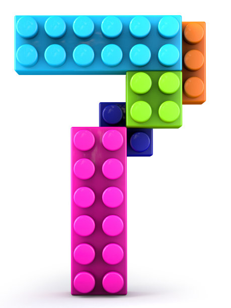 0号由彩色塑料砌块砖制成。3 d的信。3 d演示。图片下载