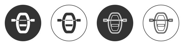 黑船与桨图标孤立在白色背景。水上运动，极限运动，度假，度假，团队建设。圆按钮。向量图片下载