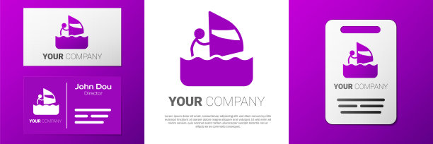 标志类型帆板图标孤立在白色背景。Logo设计模板元素。向量图片下载