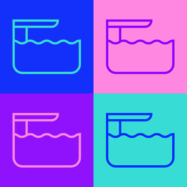 流行艺术线跳水板或跳板图标孤立的颜色背景。向量图片下载