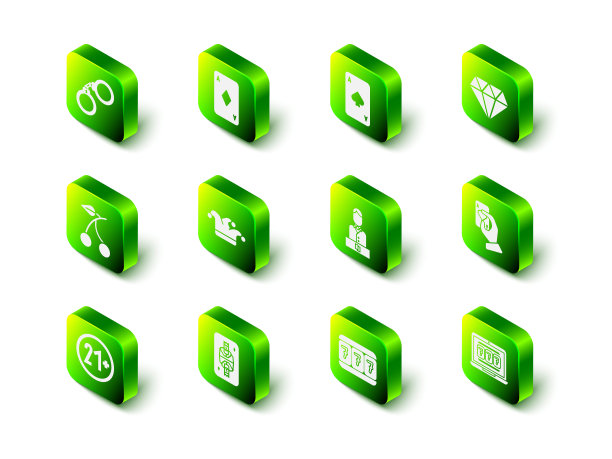 集扑克牌与钻石，黑桃，钻石，手握扑克牌，笔记本老虎机，赌场经销商，老虎机幸运七和国王图标。向量图片下载