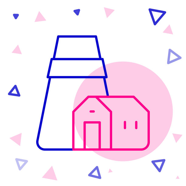 线电厂和工厂图标隔离在白色背景上。能源工业的概念。色彩斑斓的轮廓的概念。向量图片下载