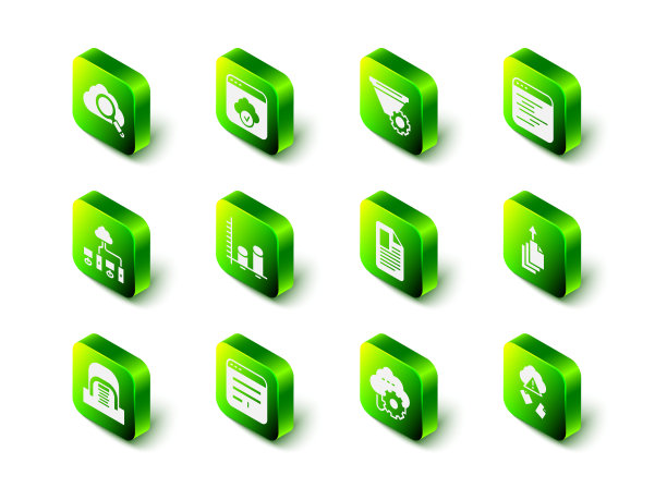 设置云技术数据传输，过滤设置，软件，数据导出，黑客，文件文档，浏览器窗口图标。向量图片下载