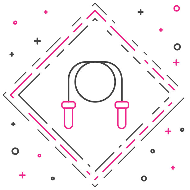 在白色背景上孤立的跳绳图标。跳绳。运动设备。色彩斑斓的轮廓的概念。向量图片下载