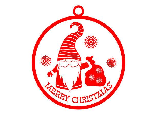 圆形垂饰有小精灵和雪花，圣诞快乐图片下载