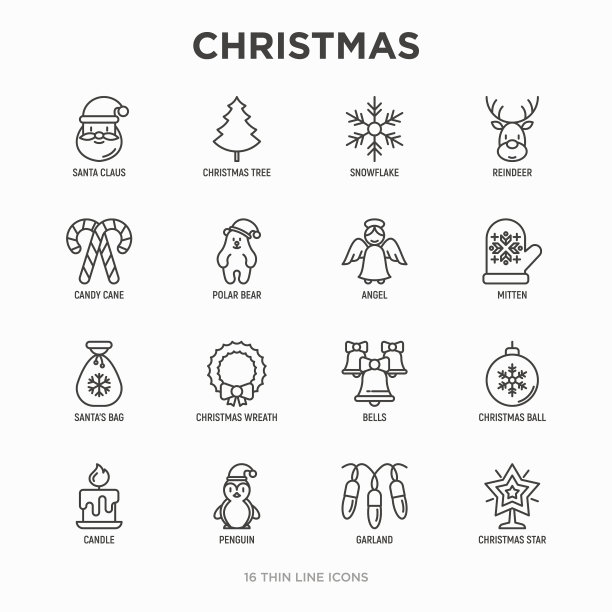 圣诞细线图标设置圣诞老人图片下载