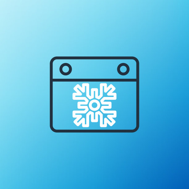 线日历图标孤立在蓝色背景图片下载