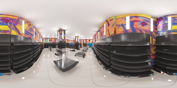 球形室内全景图，3D插图图片下载