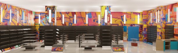 商业场所，商店，室内可视化，3D插图，cg渲染图片下载