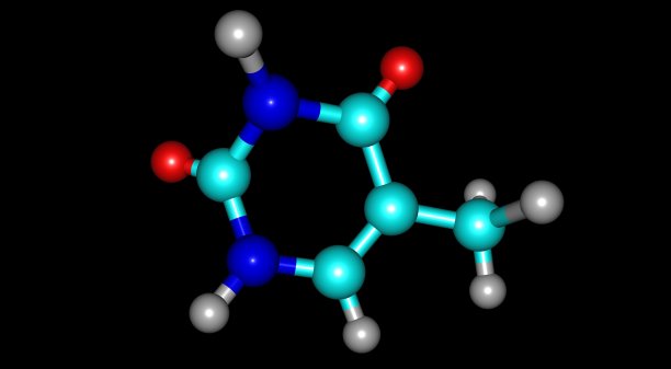 白色背景中分离的胸腺嘧啶分子结构图片下载