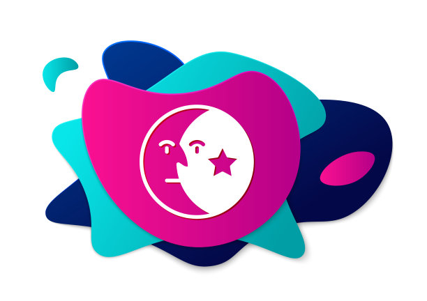 彩色月亮和星星的图标孤立在白色上图片下载