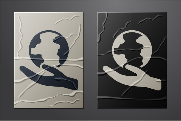 白色人类手握地球图标孤立图片下载